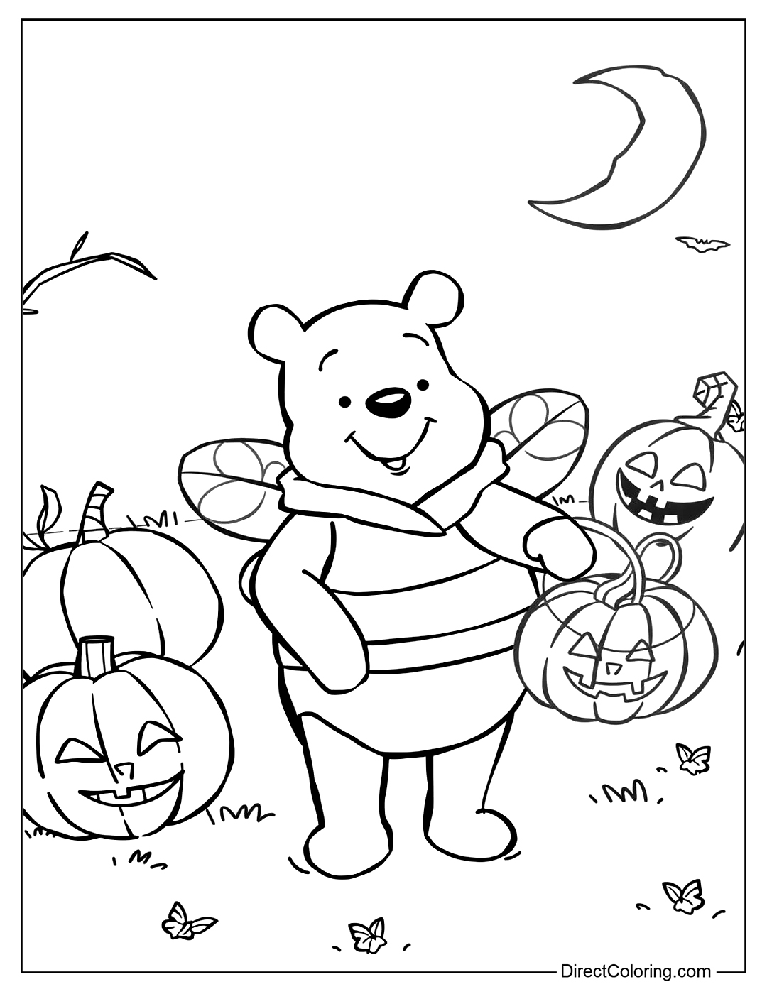 Free Winnie The Pooh Halloween Coloring Page